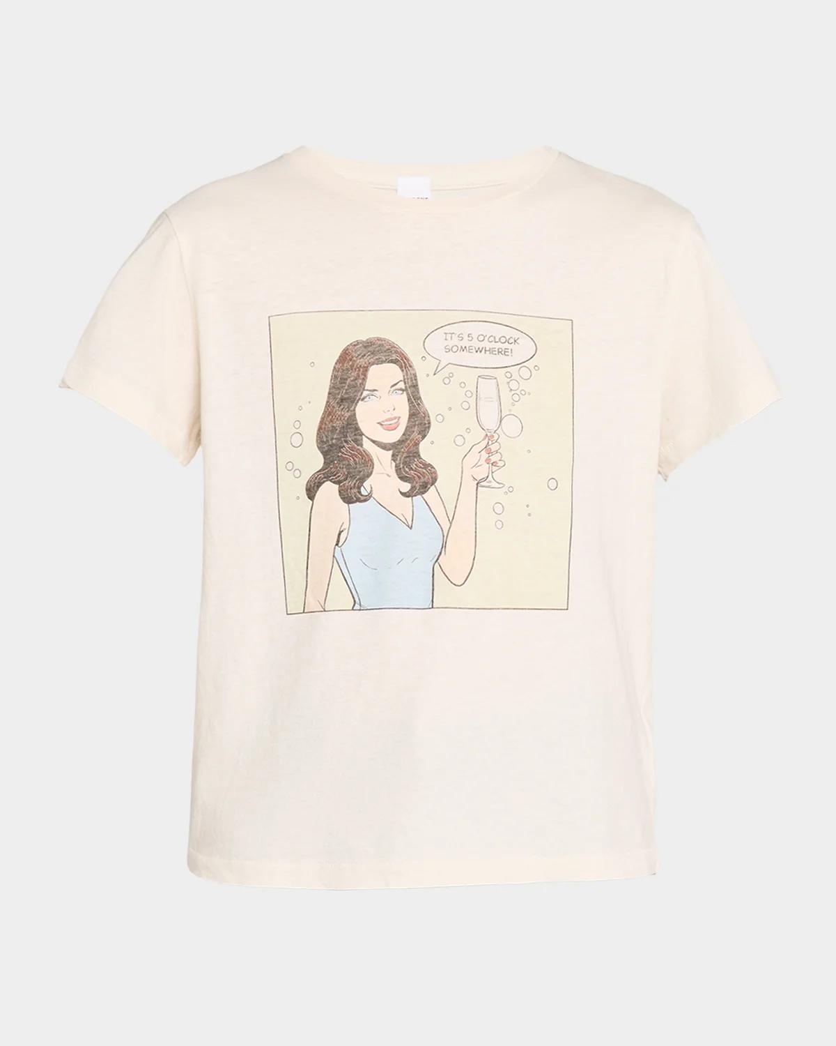 RE/DONE 5 O & apos;Clock Graphic-Print Cotton T-Shirt