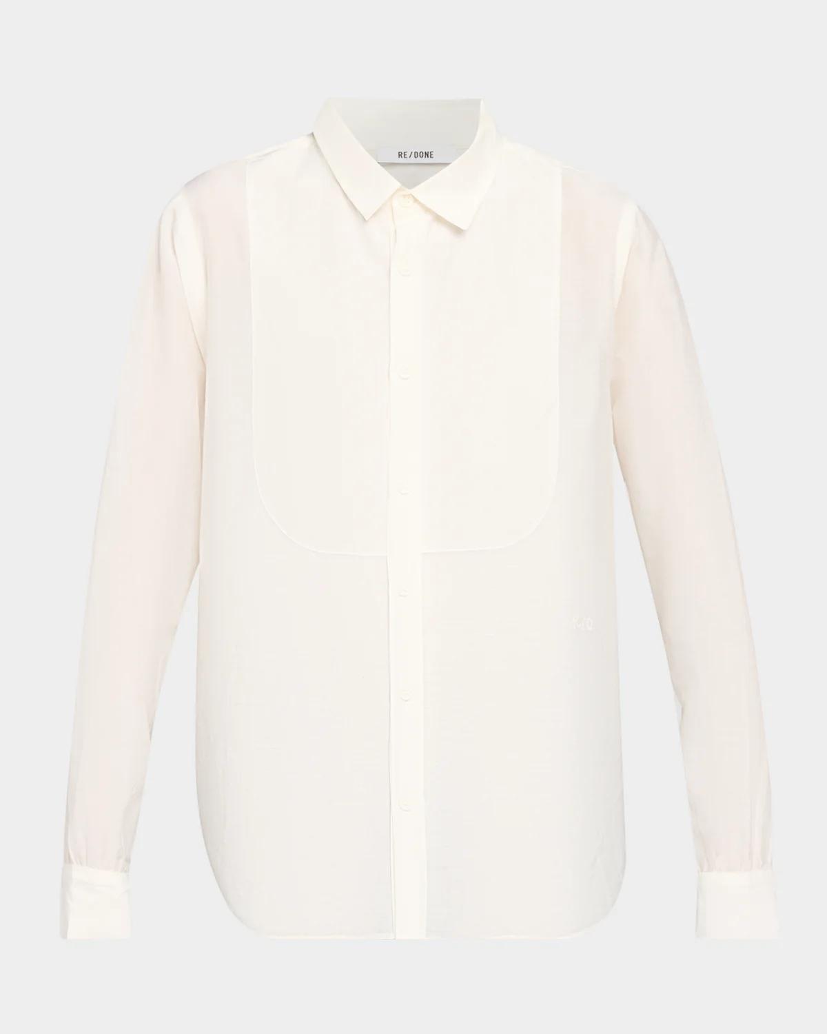 RE/DONE Dillon Cotton-Silk Voile Button-Front Shirt