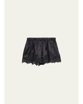RE/DONE Jennie Lace-Trim Satin Shorts