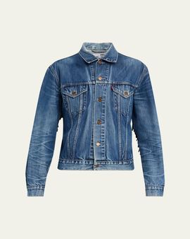 RE/DONE Levi's Denim Fringe Trucker Jacket