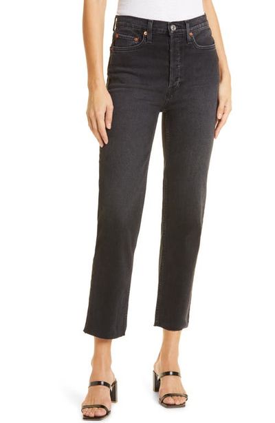 Re/Done Re/Done '70s Ultra High Waist Raw Hem Stovepipe Jeans