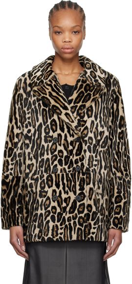 Re/Done Re/Done Black & Brown Leopard Shearling Peacoat