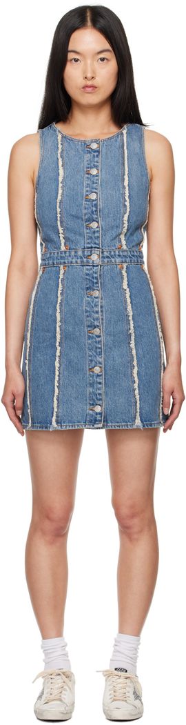 Re/Done Re/Done Blue Fray Denim Minidress