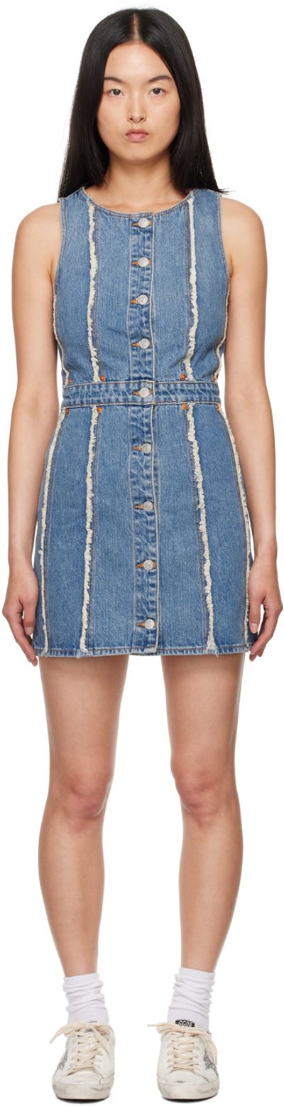Re/Done Re/Done Blue Fray Denim Minidress