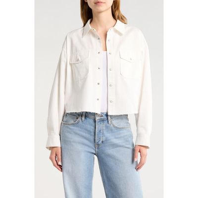 Re/Done Re/Done Camper Raw Hem Crop Snap-Up Twill Shirt