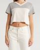 Re/Done Re/Done Contrast V-Neck Crop Jersey T-Shirt - 1