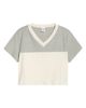 Re/Done Re/Done Contrast V-Neck Crop Jersey T-Shirt - 5