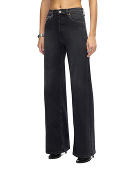 Re/done Re/Done High Rise Wide Leg Jeans in Washed Noir
