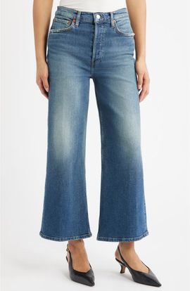 Re/Done Re/Done High Waist Crop Wide Leg Jeans