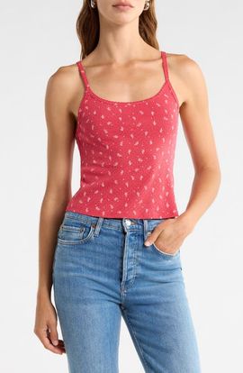 Re/Done Re/Done Jolie Scallop Trim Cotton Pointelle Crop Tank