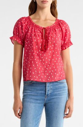 Re/Done Re/Done Katie Bandana Print Cotton & Silk Top 