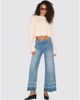 Re/done Re/Done Laurel Cropped Mid Rise Wide Leg Jeans in Vinyl Fade - 2