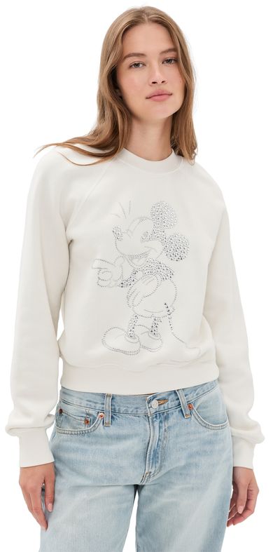 RE/DONE RE/DONE Mickey Stud Classic Crewneck Vintage White