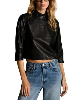 Re/done Re/Done Sloane Mock Neck Leather Top