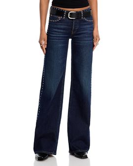 Re/done Re/Done Studded Mid Rise Wide Leg Jeans in Barely Worn Stud