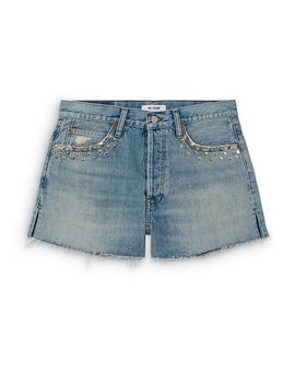 Re/done Re/Done The Breezy Mid Rise Jean Shorts in Aged Worn Blue