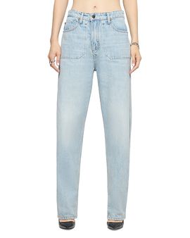 Re/done Re/Done The Rewind Reversible High Rise Barrel Jeans in Love Letter Blue Floral
