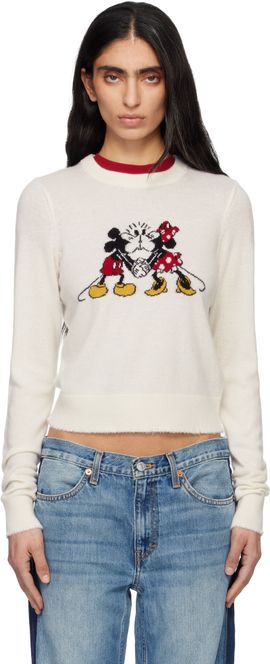 Re/Done Re/Done White Cashmere 'Mickey Mouse' Sweater