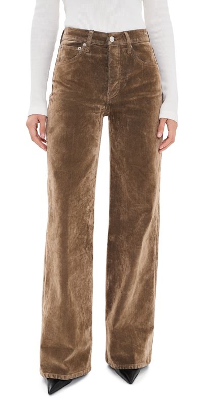 RE/DONE RE/DONE Wide Leg Flocked Jeans Beige Flock