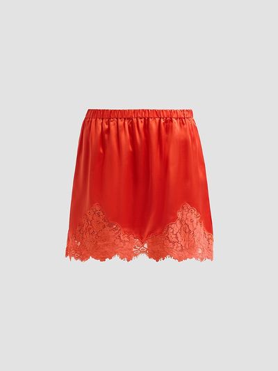 RE/DONE Women's Alexis Silk-Blend Lace Slip Mini Skirt