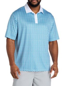 Reebok Reebok Big & Tall Contrast-Placket Diamond Printed Polo Shirt