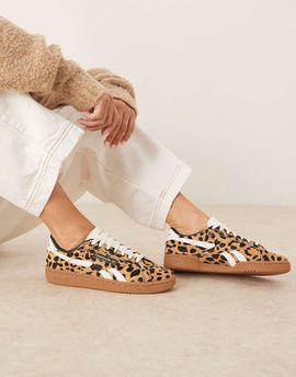 Reebok Reebok Club C Grounds in leopard print with pony hair-Neutral