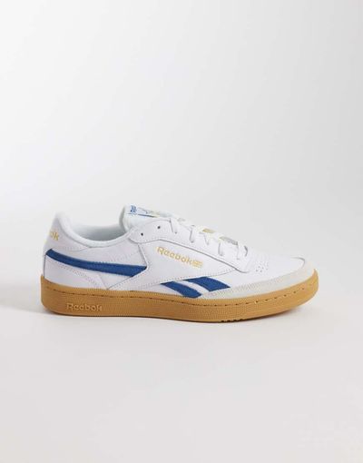 Reebok Reebok Club C Revenge sneakers in white and blue with gum sole