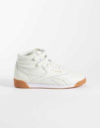 Reebok Reebok Freestyle Hi sneakers in white with gum sole