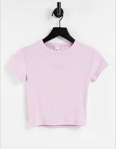 Reebok Reebok ribbed crop t-shirt in pastel pink