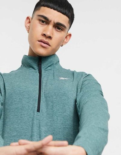 Reebok Reebok Training Activchill 1/4 zip long sleeve top in green