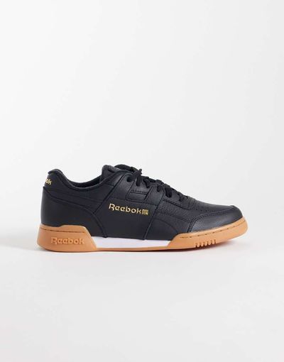 Reebok Reebok Workout Plus sneakers in black with brown sole
