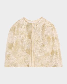 Reem Acra Metallic Raffia Embroidered Capelet