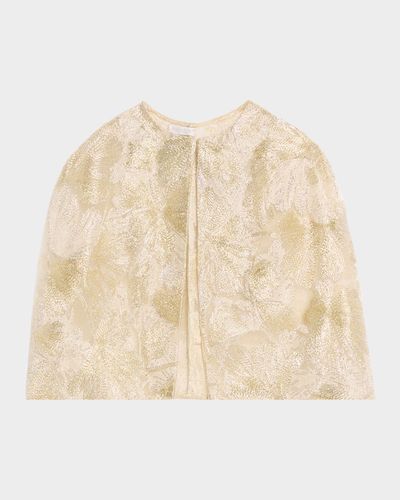 Reem Acra Metallic Raffia Embroidered Capelet
