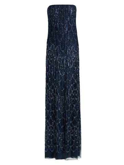 Reem Acra Women's Beaded Sequin Strapless Column Gown
