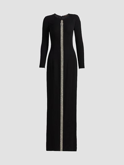 Reem Acra Women's Crêpe Crystal Detail Column Gown