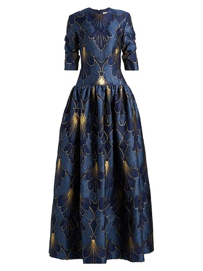 Reem Acra Women's Lamé Brocade Dropped Waist Gown