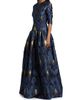 Reem Acra Women's Lamé Brocade Dropped Waist Gown - 4