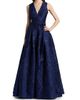 Reem Acra Women's Metallic Brocade Belted Ballgown - 3