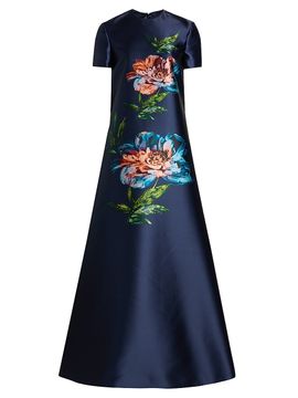 Reem Acra Women's Petals, Spice, & Whispers Of Plumage A-Line Gown