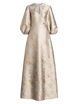Reem Acra Women's Petals, Spice, & Whispers of Plumage Brocade Caftan