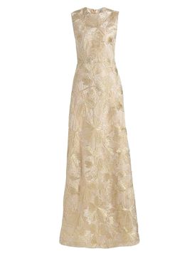 Reem Acra Women's Raffia Metallic Sleeveless A-Line Gown