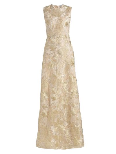 Reem Acra Women's Raffia Metallic Sleeveless A-Line Gown