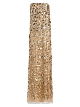 Reem Acra Women's Strapless Embellished Flower Column Gown