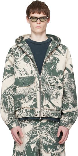 Reese Cooper Reese Cooper Khaki & Off-White Duck Canvas Hooded Cargo Jacket