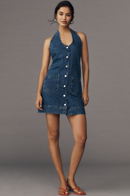 Reformation - Brittany Halter Denim Mini Dress