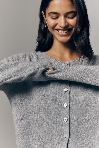 Reformation Clara 100% Cashmere Crew Cardigan Sweater