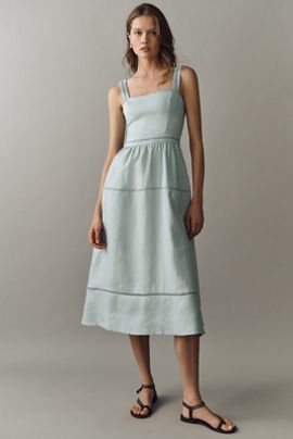 Reformation Everett 100% Linen Midi Dress
