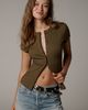 Reformation Raelynn Short-Sleeve Knit Cardigan Top - 1
