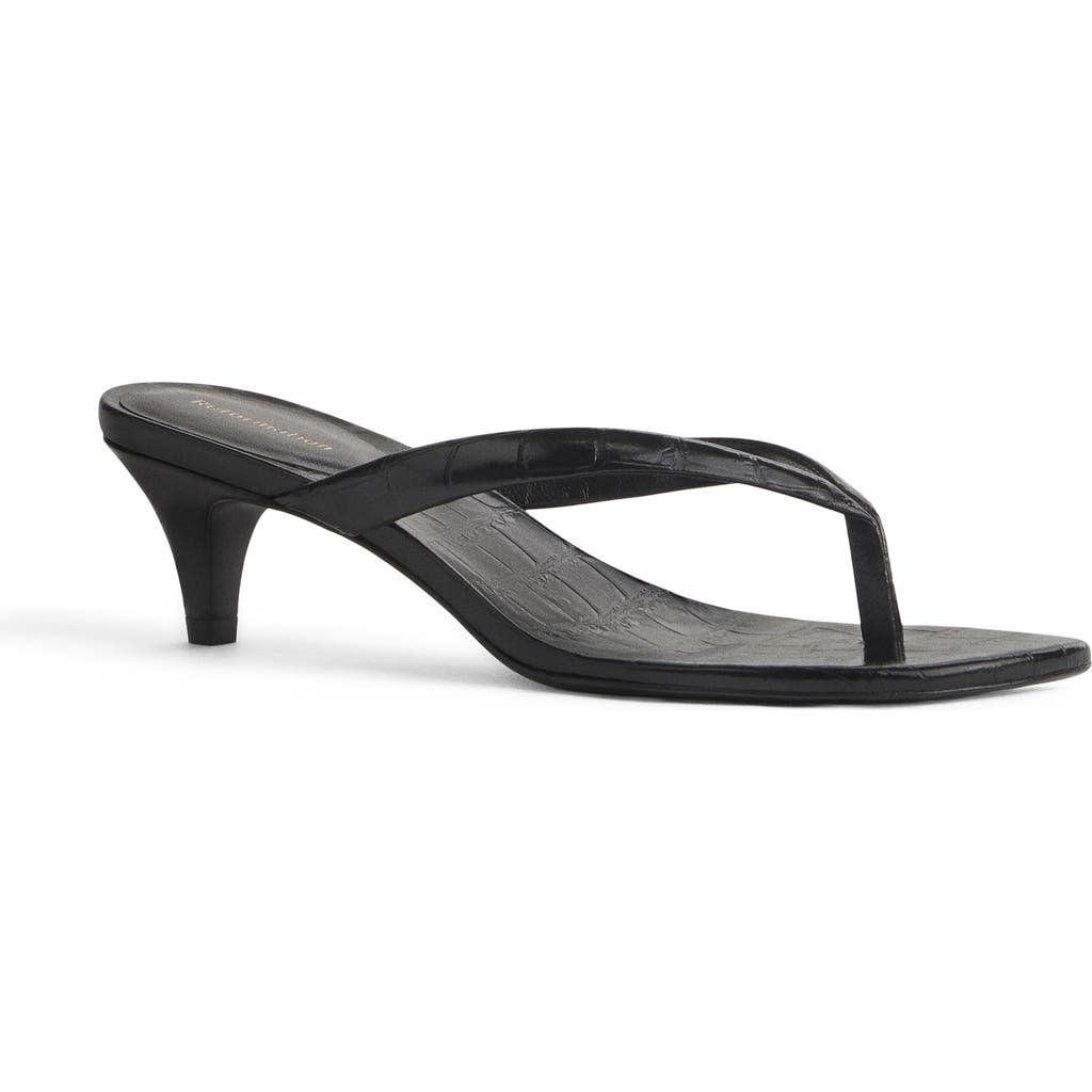 Reformation Reformation Amelia Croc Embossed Leather Heeled Thong Sandal