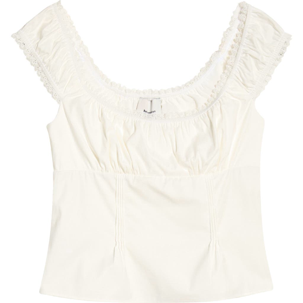 Reformation Reformation Amouret Lace Trim Square Neck Top